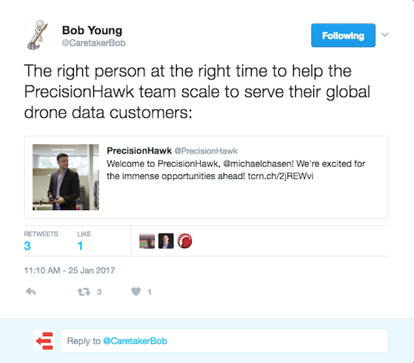 Bob Young on Michael Chasen as CEO of PrecisionHawk